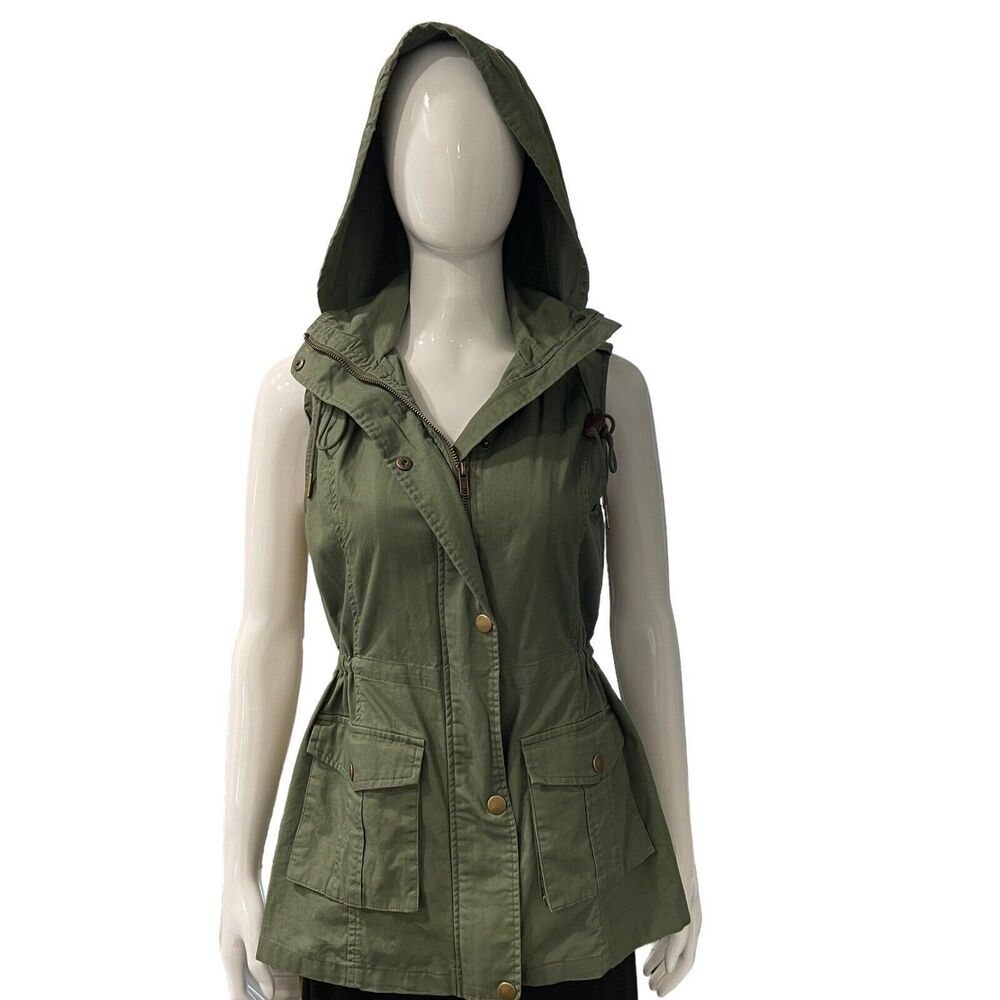 41 Hawthorn Women's Stitchfix Jahana Vest Olive Green Cargo Size Small Hooded